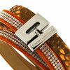 B963 Mix wrap bracelet Python & Swarovski orange - Selleria Veneta