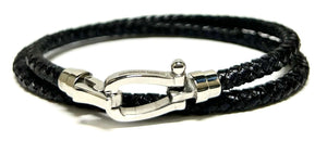 B204 Fabio Unisex leather bracelet Black - Selleria Veneta
