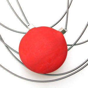 Matt Red Mirelle Murano Glass & Steel Wire Necklace -Selleria Veneta