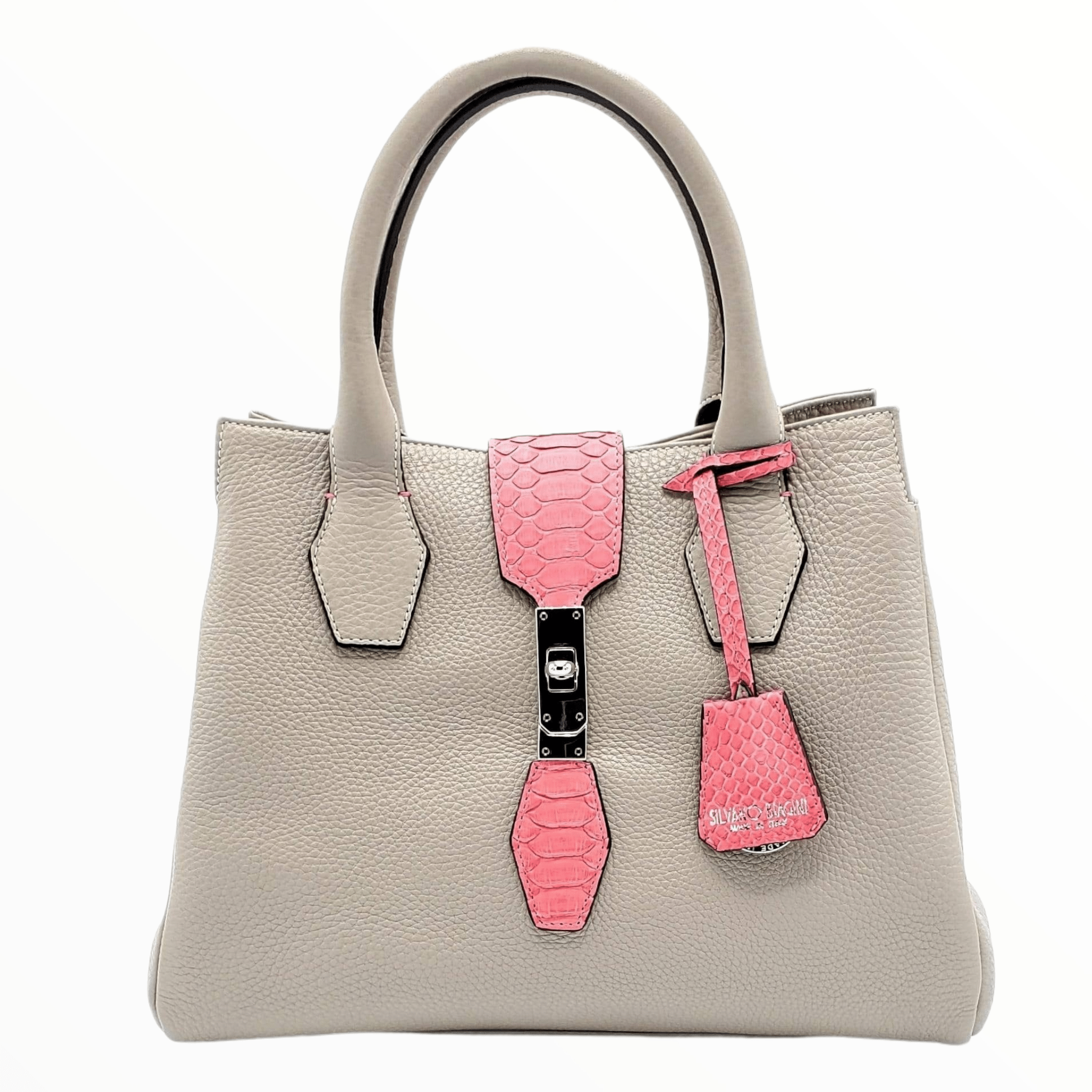 Taupe & Rose bicolor satchel bag 