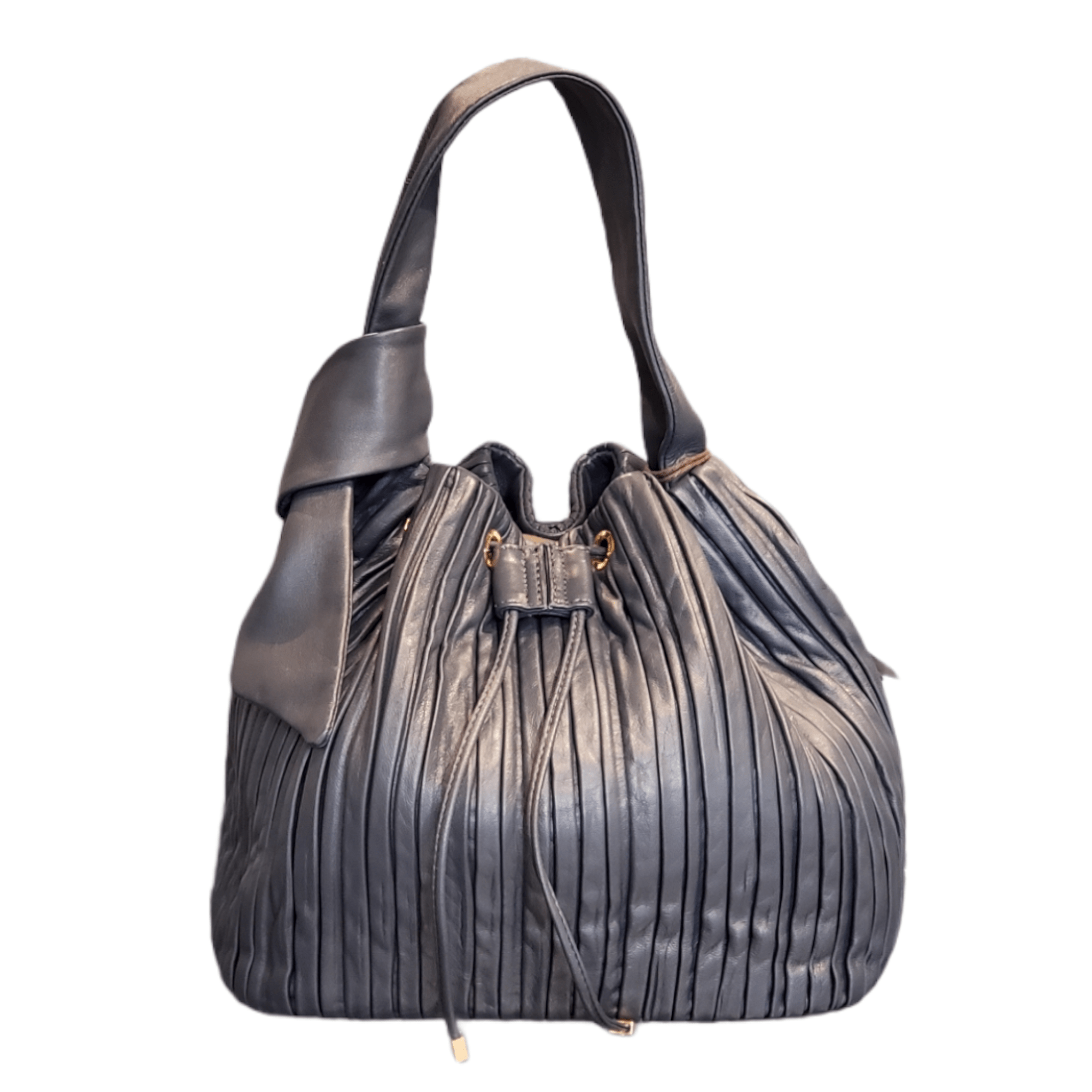 Anthracite Bucket Bag Small Softissima large shoulder strap & detachable strap - Selleria Veneta