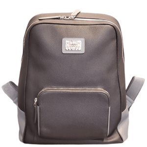 Silver/Grey bicolor backpack moose leather front pocket metal zippers