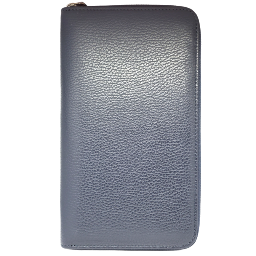 Navy Zip Travel Wallet soft leather - 8CC card pockets - Selleria Veneta