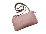 Rose Michela crossbody zip wallet 6CC long leather strap