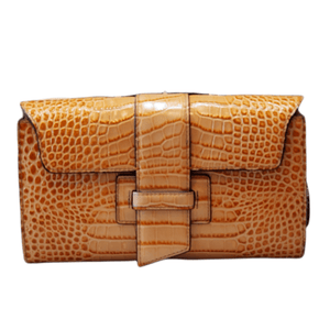 Apricot Clutch Patrizia leather clasp embossed leather 