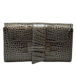 Grey Clutch Patrizia leather clasp embossed leather 