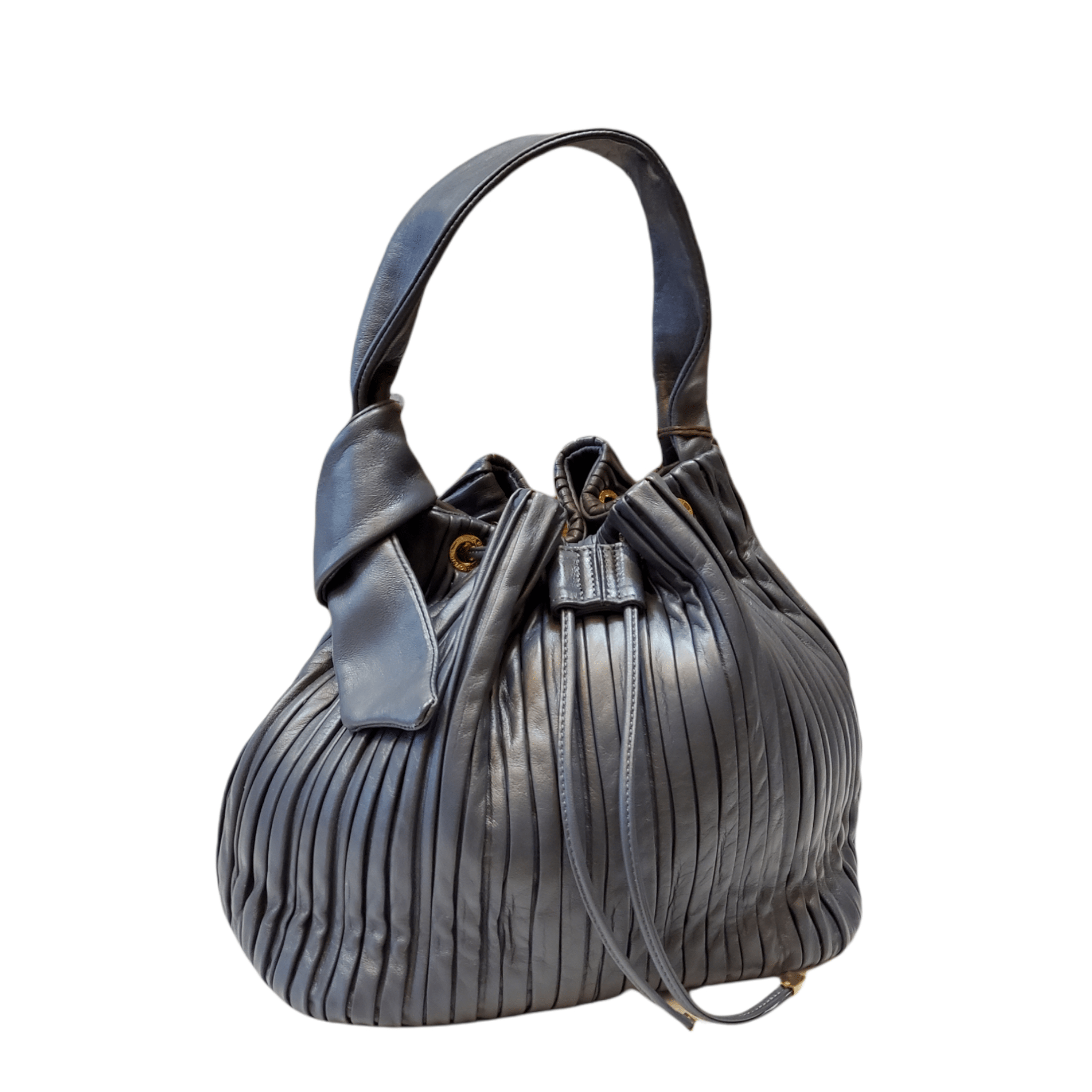 Bucket Bag Small Softissima large shoulder strap & detachable strap - Side knot 