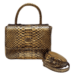 Gold python small bag detachable strap