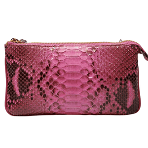 Pink Michela crossbody zip wallet 6CC Python leather