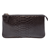 Black Michela crossbody zip wallet 6CC Python leather