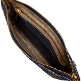 Michela crossbody zip wallet 6CC Python leather suede interior, zip coin purse