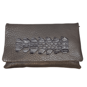 Grey clutch Lapis finished with crocodile 