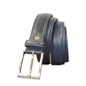 Navy Belt Casual double stitching Steel Buckle 