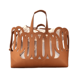 Elyn Bag Laser Cut Leather cotton pouch on ther interior