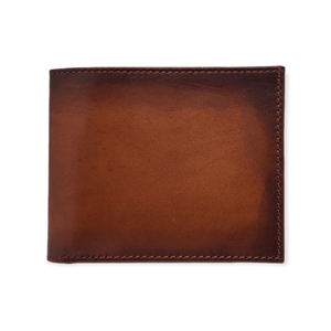 Cognac wallet 4CC Patin leather double billfold