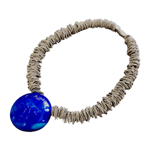 Blue Maratea Murano Glass & Steel Necklace - Selleria Veneta