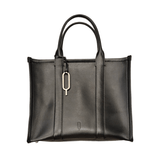 Black Sonia Large Satchel Bag zip closure and detachable strap