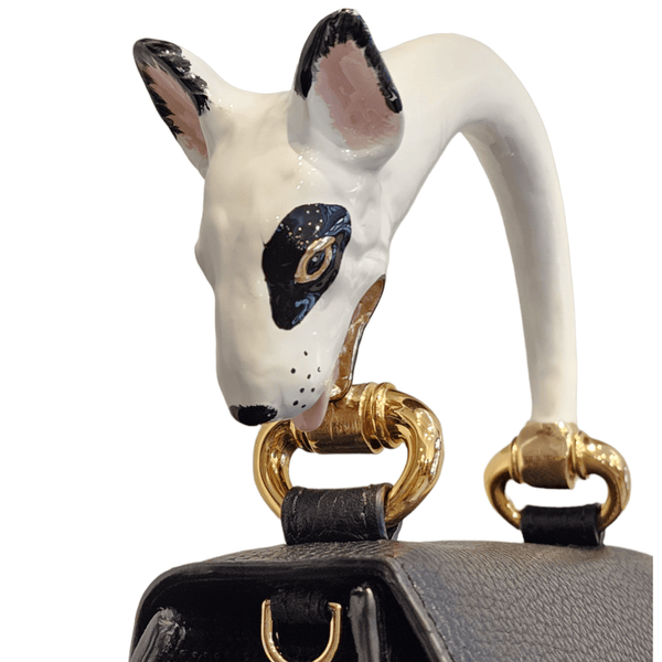 hand lacquer top metal handle bull terrier bag