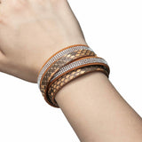 B963 Mix wrap bracelet Python & Swarovski Orange