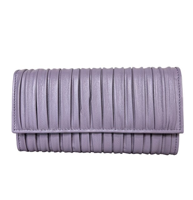 Lavender Long Flap Wallet 12CC Softissima zip coin purse & additional pockets - Selleria Veneta