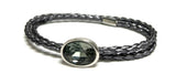Anna Leather Swarovski wrap bracelet Anthracite