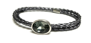 Anna leather strap bracelet, Swarovski crystal