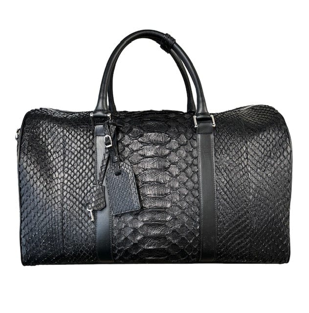 Black Duffle bag Boston genuine Python 