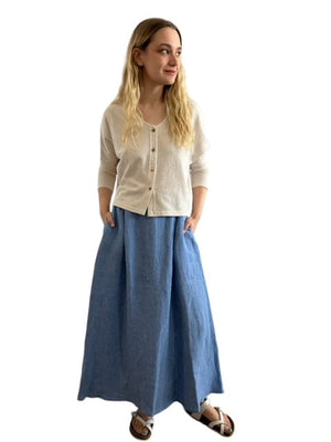 Maxi Linen Skirt light blue - Selleria Veneta