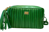 Green Crossbody Softissima Camera Bag Lambskin leather & adjustable strap - Selleria Veneta