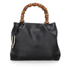 Janette small tote bag bamboo handles black color