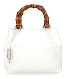 White Janette small tote bag bamboo handles