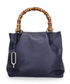 Navy Janette small tote bag bamboo handles
