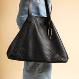 Black Malibu' Summer tote bag - laser cut leather - Selleria Veneta