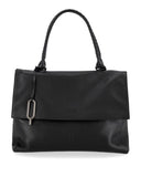 Black Zoe Large Satchel Bag Hard Top Handle Detachable Wide Leather strap