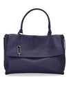 Navy Zoe Large Satchel Bag Hard Top Handle Detachable Wide Leather strap