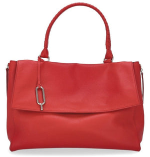 Red Zoe Large Satchel Bag Hard Top Handle Detachable Wide Leather strap