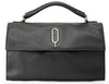 Black Zoe Satchel hard handle Bag detachable strap metal clasp