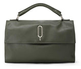 Green Zoe Satchel hard handle Bag detachable strap metal clasp